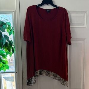 Alyx Burgundy Top with Leopard Accent